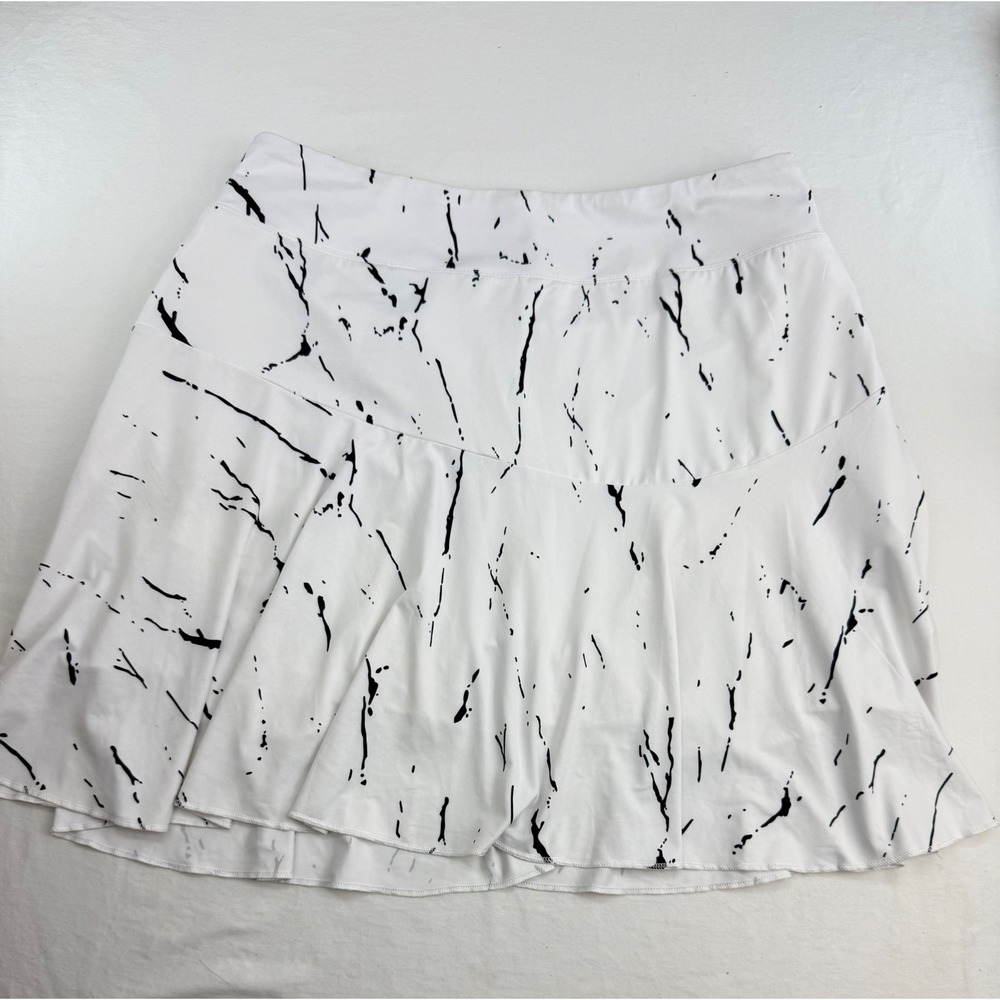Annika Cutter & Buck Womens White Black Marble Print DryTec 50 UPF Skort Small